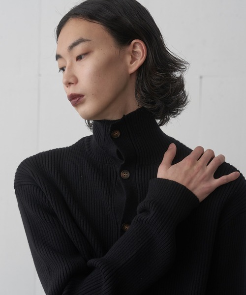 FEKETE(フェケテ)の「HI-NECK RIB KNIT CARDIGAN / ハイネックリブニットカーディガン(カーディガン/ボレロ・メンズ・グレー/ブラック・MEDIUM/LARGE)」の12枚目の写真