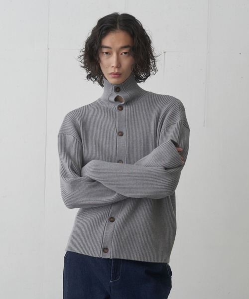 FEKETE(フェケテ)の「HI-NECK RIB KNIT CARDIGAN / ハイネックリブニットカーディガン(カーディガン/ボレロ・メンズ・グレー/ブラック・MEDIUM/LARGE)」の17枚目の写真