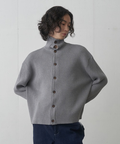 FEKETE(フェケテ)の「HI-NECK RIB KNIT CARDIGAN / ハイネックリブニットカーディガン(カーディガン/ボレロ・メンズ・グレー/ブラック・MEDIUM/LARGE)」の18枚目の写真