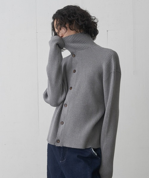 FEKETE(フェケテ)の「HI-NECK RIB KNIT CARDIGAN / ハイネックリブニットカーディガン(カーディガン/ボレロ・メンズ・グレー/ブラック・MEDIUM/LARGE)」の16枚目の写真