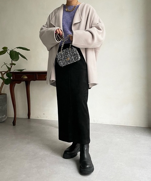 DouDou（ドゥドゥ）の「ハンドメイドミドル丈コート（その他アウター・レディース・グレイッシュベージュ/イエロー/ブラック・FREE）」の21枚目の写真