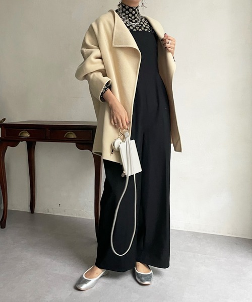 DouDou（ドゥドゥ）の「ハンドメイドミドル丈コート（その他アウター・レディース・グレイッシュベージュ/イエロー/ブラック・FREE）」の6枚目の写真