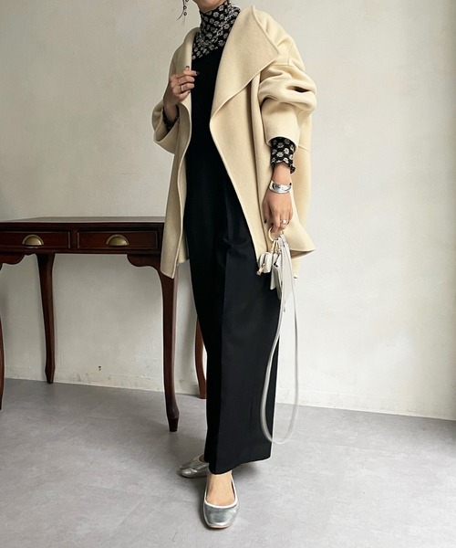 DouDou（ドゥドゥ）の「ハンドメイドミドル丈コート（その他アウター・レディース・グレイッシュベージュ/イエロー/ブラック・FREE）」の16枚目の写真