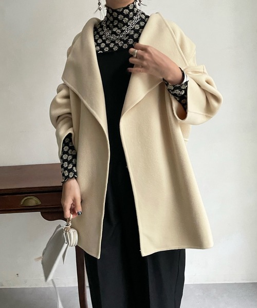 DouDou（ドゥドゥ）の「ハンドメイドミドル丈コート（その他アウター・レディース・グレイッシュベージュ/イエロー/ブラック・FREE）」の13枚目の写真