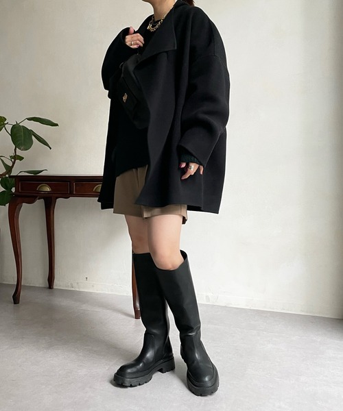 DouDou（ドゥドゥ）の「ハンドメイドミドル丈コート（その他アウター・レディース・グレイッシュベージュ/イエロー/ブラック・FREE）」の5枚目の写真