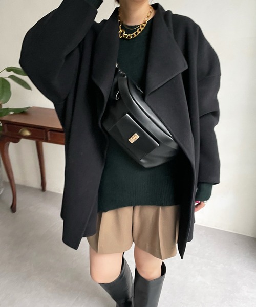 DouDou（ドゥドゥ）の「ハンドメイドミドル丈コート（その他アウター・レディース・グレイッシュベージュ/イエロー/ブラック・FREE）」の9枚目の写真