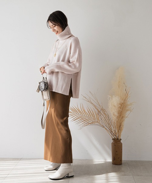 rectangle（レクタングル）の「２WAYショルダーボタンタートルニット（ニット/セーター・レディース・サンドベージュ/ブラック・FREE）」の10枚目の写真