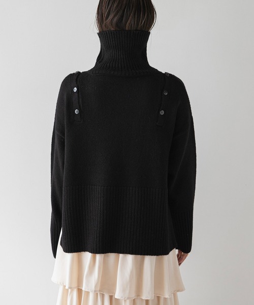 rectangle（レクタングル）の「２WAYショルダーボタンタートルニット（ニット/セーター・レディース・サンドベージュ/ブラック・FREE）」の13枚目の写真