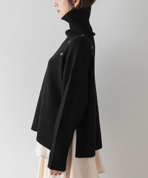 rectangle（レクタングル）の「２WAYショルダーボタンタートルニット（ニット/セーター・レディース・サンドベージュ/ブラック・FREE）」の14枚目の写真