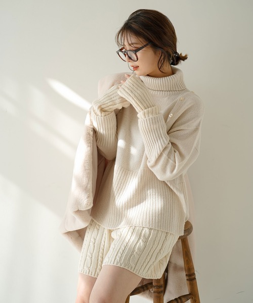 rectangle（レクタングル）の「２WAYショルダーボタンタートルニット（ニット/セーター・レディース・サンドベージュ/ブラック・FREE）」の19枚目の写真