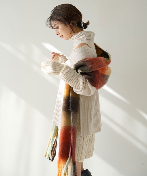 rectangle（レクタングル）の「２WAYショルダーボタンタートルニット（ニット/セーター・レディース・サンドベージュ/ブラック・FREE）」の21枚目の写真