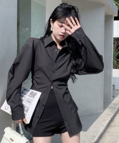 シンプルサイドギャザーシャツ（シャツ/ブラウス）｜Vipoa（ヴィポア