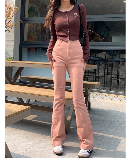 LAFFMO(ラフモ)の「コーデュロイフレアパンツ(その他パンツ・レディース・ピンク/ブラウン/ネイビー・MEDIUM/LARGE)」の8枚目の写真