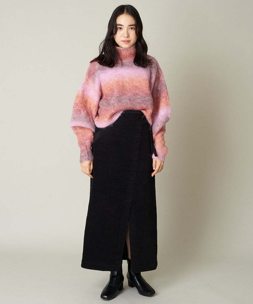 A de a.v.v（アードアー・ヴェ・ヴェ）の「［SET UP対応］コーデュロイラップスカート（スカート・レディース・ブルー/ブラック・36/38）」の7枚目の写真