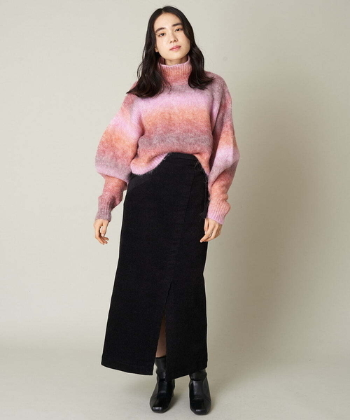 A de a.v.v（アードアー・ヴェ・ヴェ）の「［SET UP対応］コーデュロイラップスカート（スカート・レディース・ブルー/ブラック・36/38）」の8枚目の写真