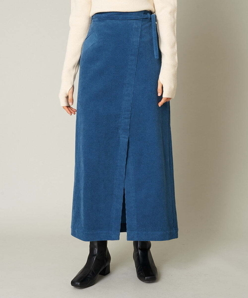 A de a.v.v（アードアー・ヴェ・ヴェ）の「［SET UP対応］コーデュロイラップスカート（スカート・レディース・ブルー/ブラック・36/38）」の9枚目の写真