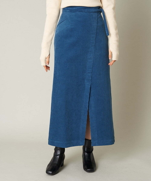 A de a.v.v（アードアー・ヴェ・ヴェ）の「［SET UP対応］コーデュロイラップスカート（スカート・レディース・ブルー/ブラック・36/38）」の11枚目の写真