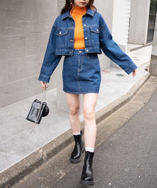 WEGO(ウィゴー)の「WEGO/【セットアップ対応商品】ショートデニムジャケット(デニムジャケット・レディース・ダークインディゴブルー/ブラック系その他・FREE)」の10枚目の写真