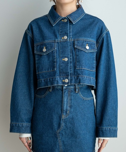 WEGO(ウィゴー)の「WEGO/【セットアップ対応商品】ショートデニムジャケット(デニムジャケット・レディース・ダークインディゴブルー/ブラック系その他・FREE)」の11枚目の写真