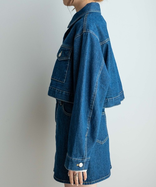 WEGO(ウィゴー)の「WEGO/【セットアップ対応商品】ショートデニムジャケット(デニムジャケット・レディース・ダークインディゴブルー/ブラック系その他・FREE)」の12枚目の写真
