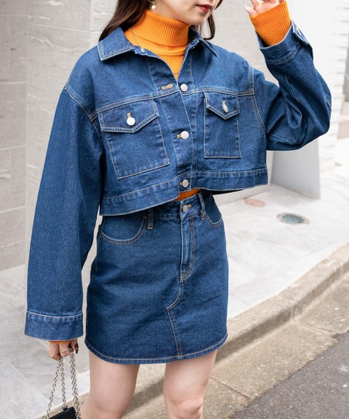 WEGO(ウィゴー)の「WEGO/【セットアップ対応商品】ショートデニムジャケット(デニムジャケット・レディース・ダークインディゴブルー/ブラック系その他・FREE)」の7枚目の写真