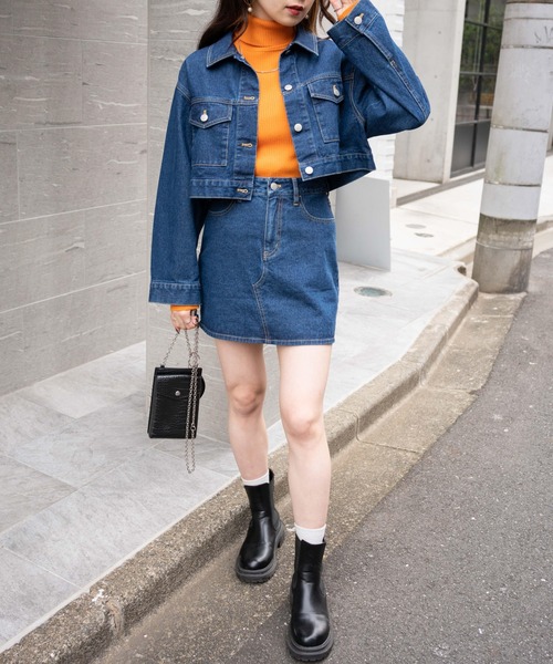 WEGO(ウィゴー)の「WEGO/【セットアップ対応商品】ショートデニムジャケット(デニムジャケット・レディース・ダークインディゴブルー/ブラック系その他・FREE)」の9枚目の写真