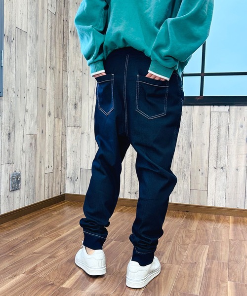 セール】ジョガーパンツ デニムパンツ ストレッチ サルエルパンツ