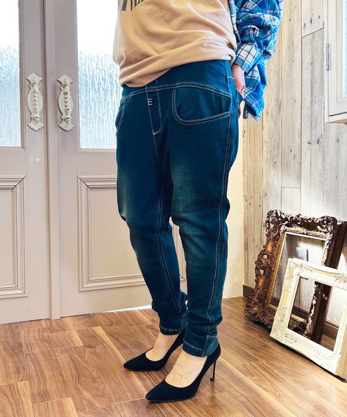 セール】ジョガーパンツ デニムパンツ ストレッチ サルエルパンツ