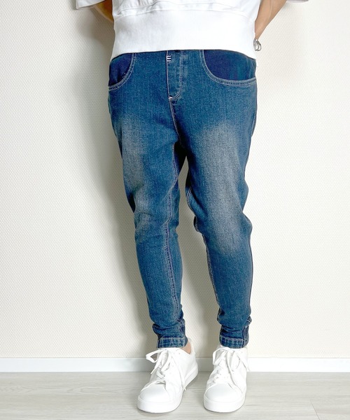 BEATJIVE（ビートジャイブ）の「ストレッチデニムジョガーパンツ スリムテーパード レディース（デニムパンツ・レディース・ネイビー/インディゴブルー/ブルー・1/2/3）」の10枚目の写真