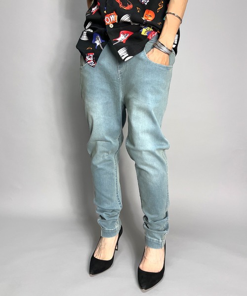 BEATJIVE（ビートジャイブ）の「ストレッチデニムジョガーパンツ スリムテーパード レディース（デニムパンツ・レディース・ネイビー/インディゴブルー/ブルー・1/2/3）」の11枚目の写真