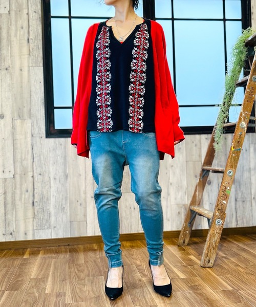 BEATJIVE（ビートジャイブ）の「ストレッチデニムジョガーパンツ スリムテーパード レディース（デニムパンツ・レディース・ネイビー/インディゴブルー/ブルー・1/2/3）」の21枚目の写真