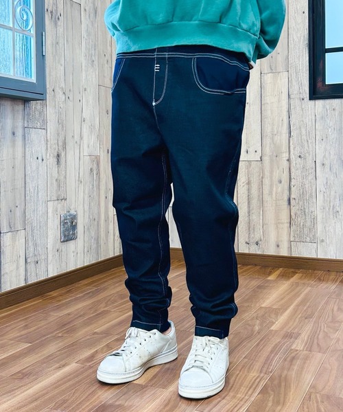 BEATJIVE（ビートジャイブ）の「ストレッチデニムジョガーパンツ スリムテーパード レディース（デニムパンツ・レディース・ネイビー/インディゴブルー/ブルー・1/2/3）」の13枚目の写真