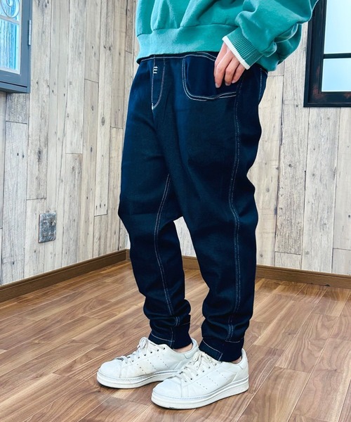 セール】ストレッチデニムジョガーパンツ スリムテーパード レディース