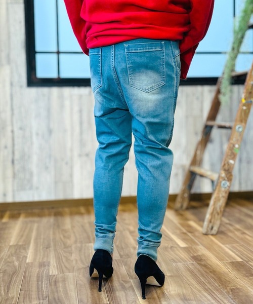 BEATJIVE（ビートジャイブ）の「ストレッチデニムジョガーパンツ スリムテーパード レディース（デニムパンツ・レディース・ネイビー/インディゴブルー/ブルー・1/2/3）」の20枚目の写真