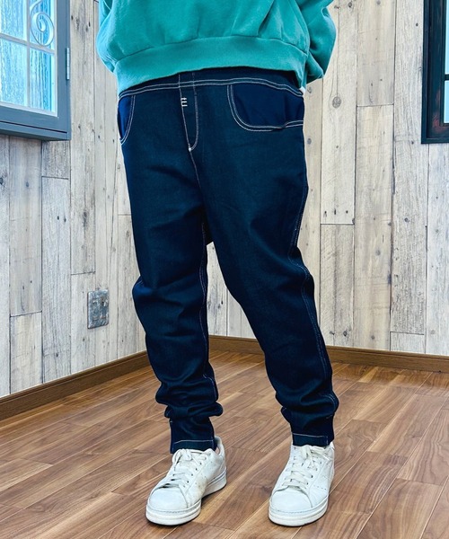 セール】ストレッチデニムジョガーパンツ スリムテーパード レディース