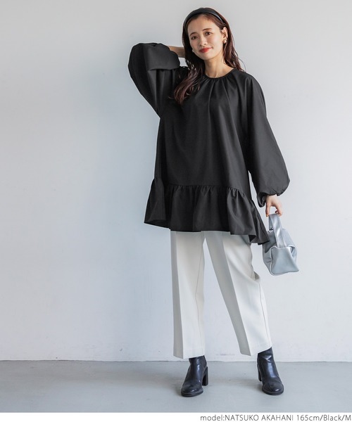 coca（coca）（コカ）の「ギャザーチュニックブラウス（シャツ/ブラウス・レディース・ホワイト/ブラック・M/L）」の17枚目の写真