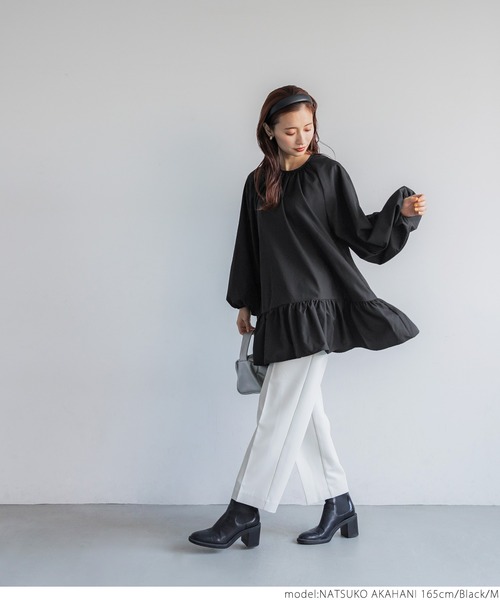coca（coca）（コカ）の「ギャザーチュニックブラウス（シャツ/ブラウス・レディース・ホワイト/ブラック・M/L）」の22枚目の写真