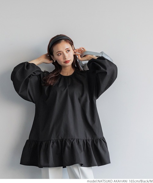 coca（coca）（コカ）の「ギャザーチュニックブラウス（シャツ/ブラウス・レディース・ホワイト/ブラック・M/L）」の7枚目の写真