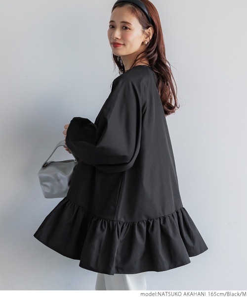 coca（coca）（コカ）の「ギャザーチュニックブラウス（シャツ/ブラウス・レディース・ホワイト/ブラック・M/L）」の4枚目の写真