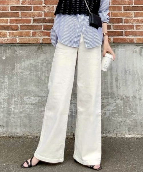 セール】【SOMETHING】LISAワイドパンツ (透けにくい / 股上深め