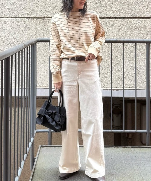 SOMETHING（サムシング）の「【SOMETHING】LISAワイドパンツ (透けにくい / 股上深め / ストレッチ)（デニムパンツ・レディース・キナリ・S/M/XS）」の15枚目の写真