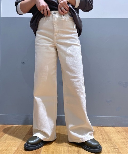 SOMETHING（サムシング）の「【SOMETHING】LISAワイドパンツ (透けにくい / 股上深め / ストレッチ)（デニムパンツ・レディース・キナリ・S/M/XS）」の21枚目の写真