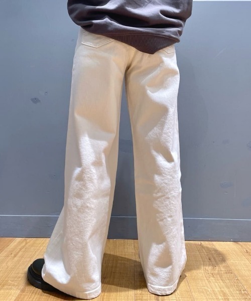 SOMETHING（サムシング）の「【SOMETHING】LISAワイドパンツ (透けにくい / 股上深め / ストレッチ)（デニムパンツ・レディース・キナリ・S/M/XS）」の16枚目の写真