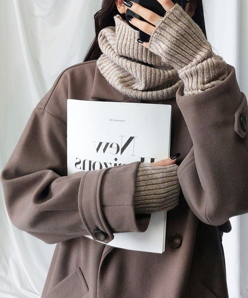 me+em select（ミームセレクト）の「【 セットアイテム 】リブニットネックウォーマー×アームウォーマー  ２点セット（アームカバー・レディース・ベージュ/ブラック/アイボリー・FREE）」の18枚目の写真