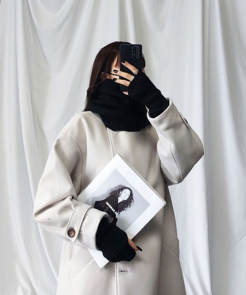 me+em select（ミームセレクト）の「【 セットアイテム 】リブニットネックウォーマー×アームウォーマー  ２点セット（アームカバー・レディース・ベージュ/ブラック/アイボリー・FREE）」の7枚目の写真