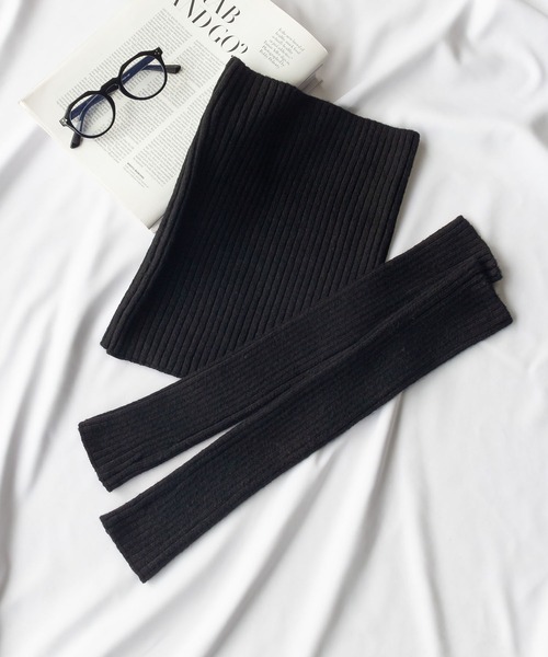 me+em select（ミームセレクト）の「【 セットアイテム 】リブニットネックウォーマー×アームウォーマー  ２点セット（アームカバー・レディース・ベージュ/ブラック/アイボリー・FREE）」の21枚目の写真