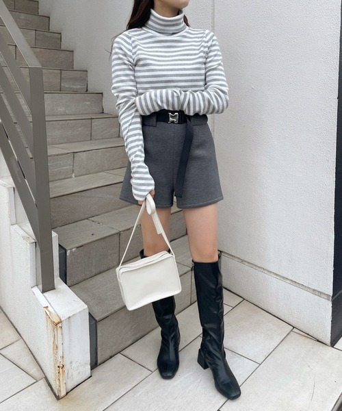 one after another NICE CLAUP(ワンアフターアナザーナイスクラップ)の「【ガチャベルトがセット】ダイバーショートパンツ(その他パンツ・レディース・グレー/ブラック系その他/ブラック・FREE)」の11枚目の写真