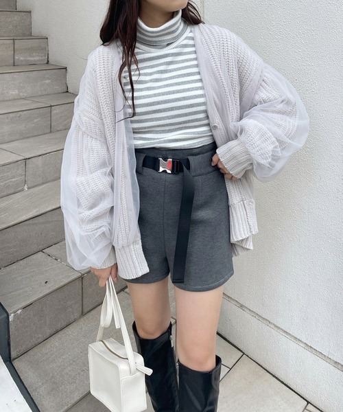 one after another NICE CLAUP(ワンアフターアナザーナイスクラップ)の「【ガチャベルトがセット】ダイバーショートパンツ(その他パンツ・レディース・グレー/ブラック系その他/ブラック・FREE)」の9枚目の写真