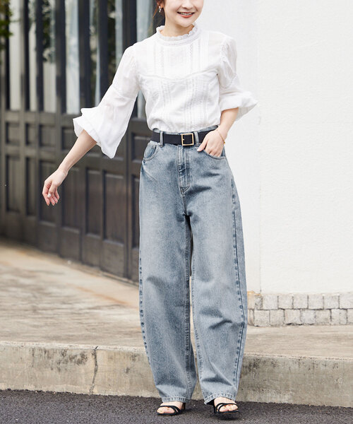 SLOBE IENA(スローブイエナ)の「コクーンシルエットデニム(デニムパンツ・レディース・ブルー・36/38)」の17枚目の写真