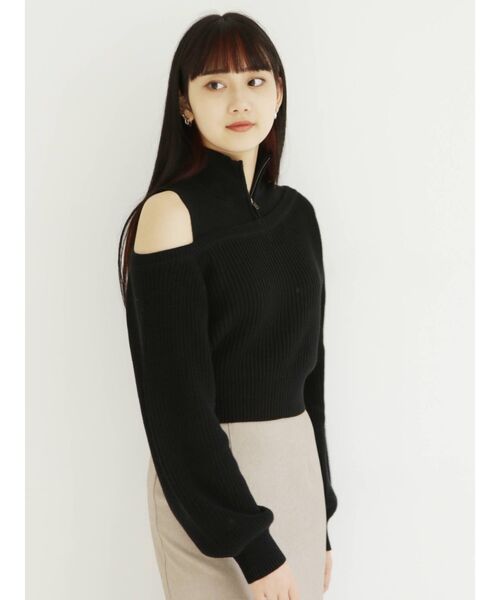 MURUA（ムルーア）の「パターンMIXハーフZIPニット（ニット/セーター・レディース・アイボリー/ブルー/ブラック・FREE）」の11枚目の写真